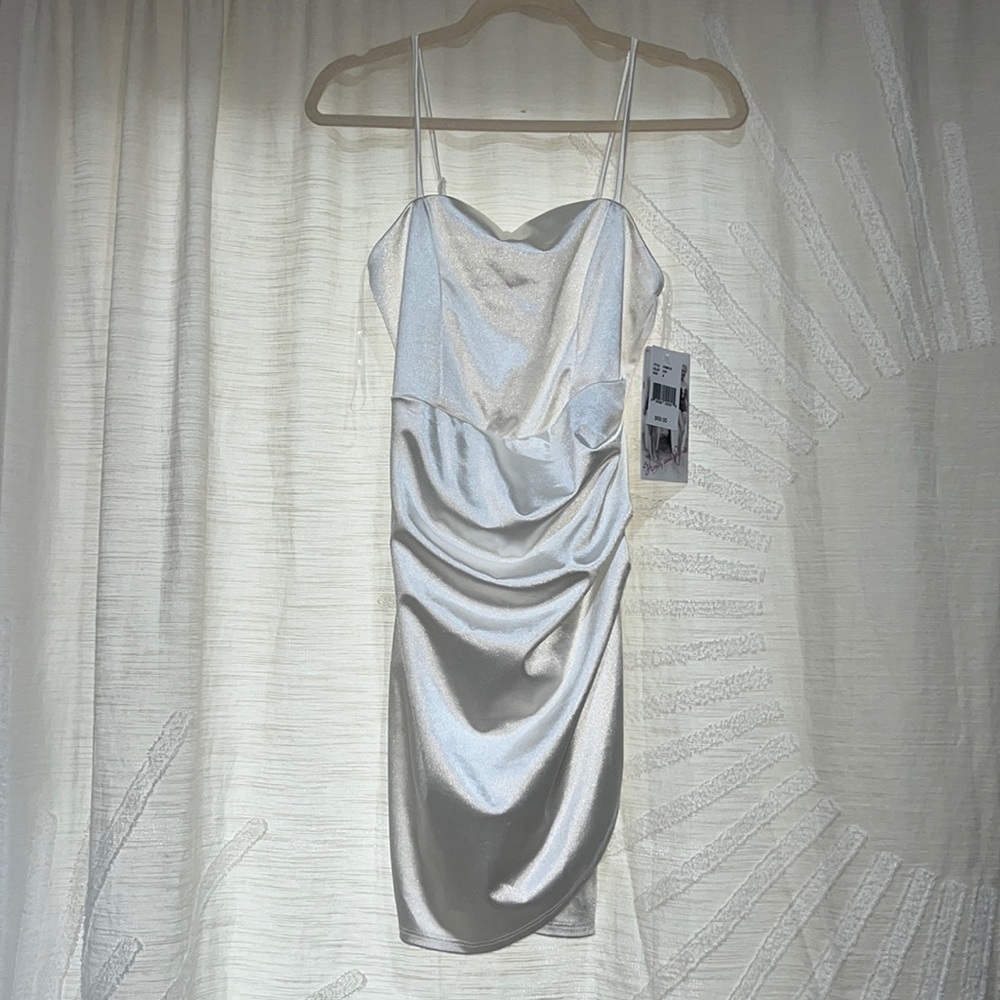 NWT Honey & Rosie White Dress Bachelorette Bridal Ivory Silky Mini Dress